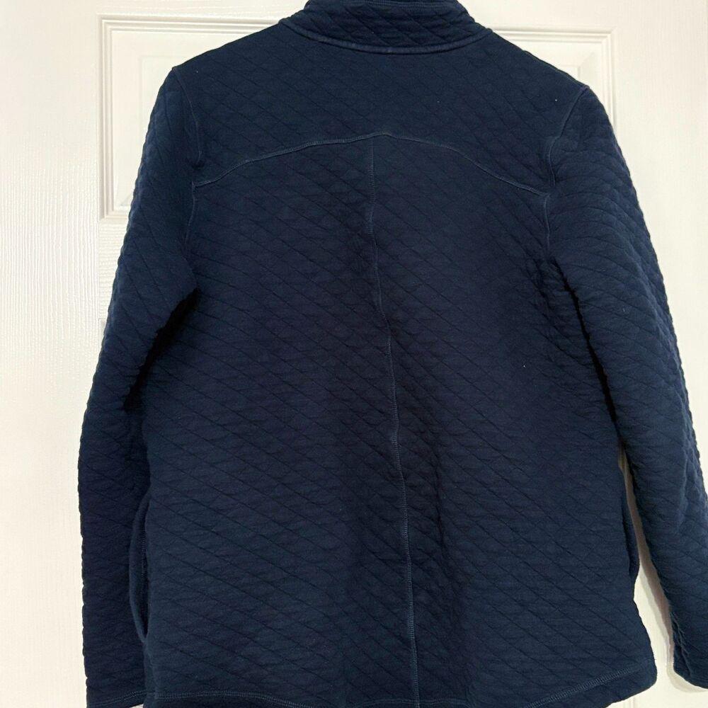 Duluth Trading Quilted 1/4 Snap Sweatshirt Womens L Navy Blue Pullover Pockets - Picture 4 of 5